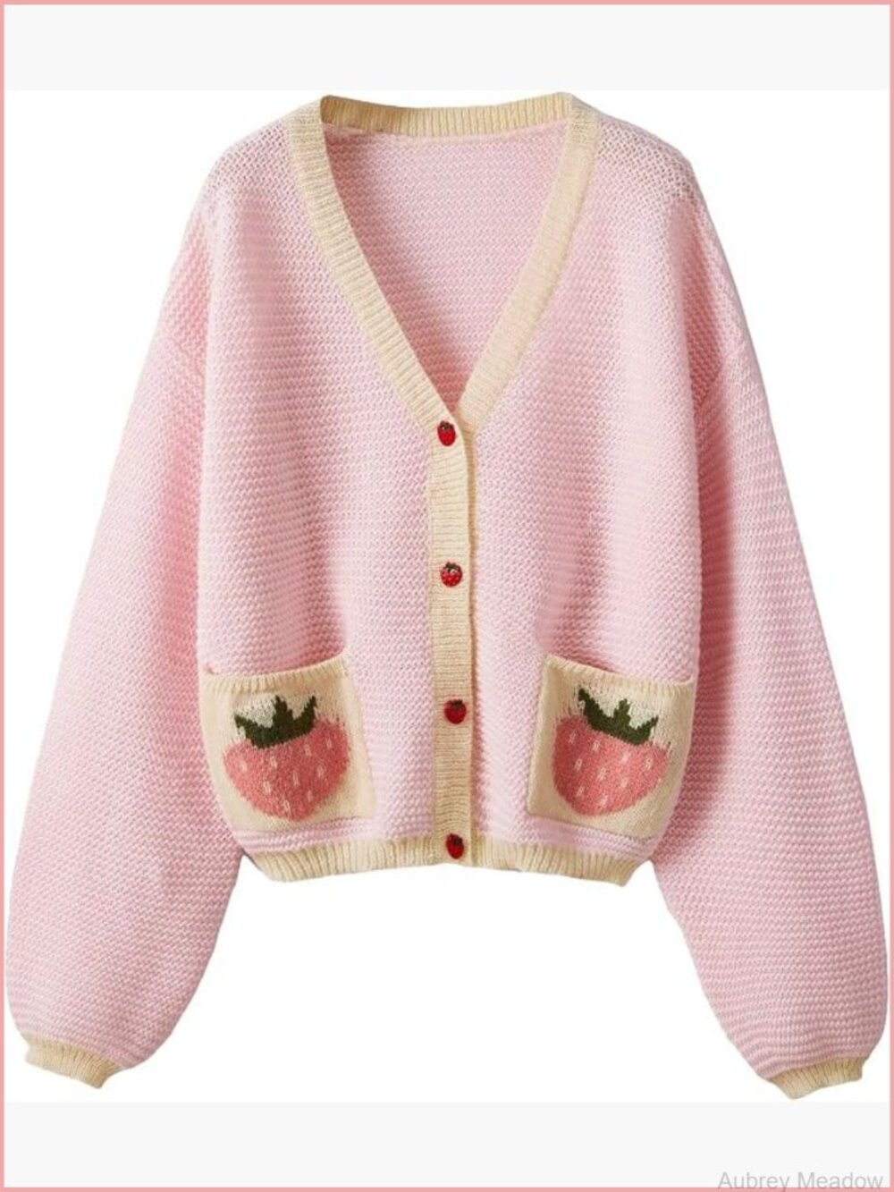 Cartoon Print V Neck Button Down Long Sleeve Drop Shoulder Casual Cardigan